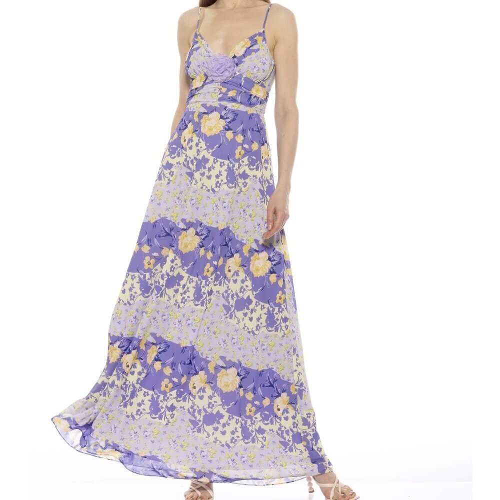 NWT Alexia Admor Maxi Dress Size 10 Babydoll Floral Feminine Dainty Wedding Prom